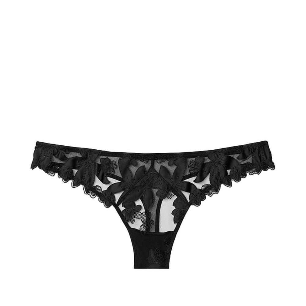 Victoria’s Secret Ziggy Glam Floral Embroidery Thong Panty Size L